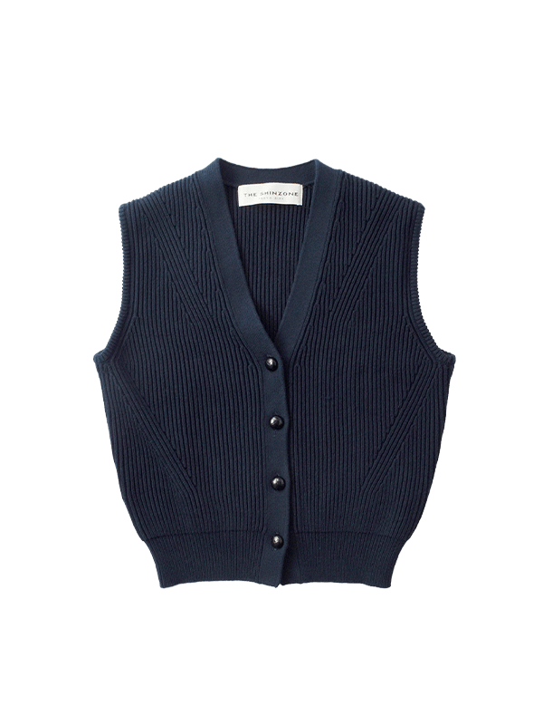 Shinzone(シンゾーン)コットン ストレッチ フル カーディガン ニット ベスト “FULL CARDIGAN KNIT VEST” 24amsni02