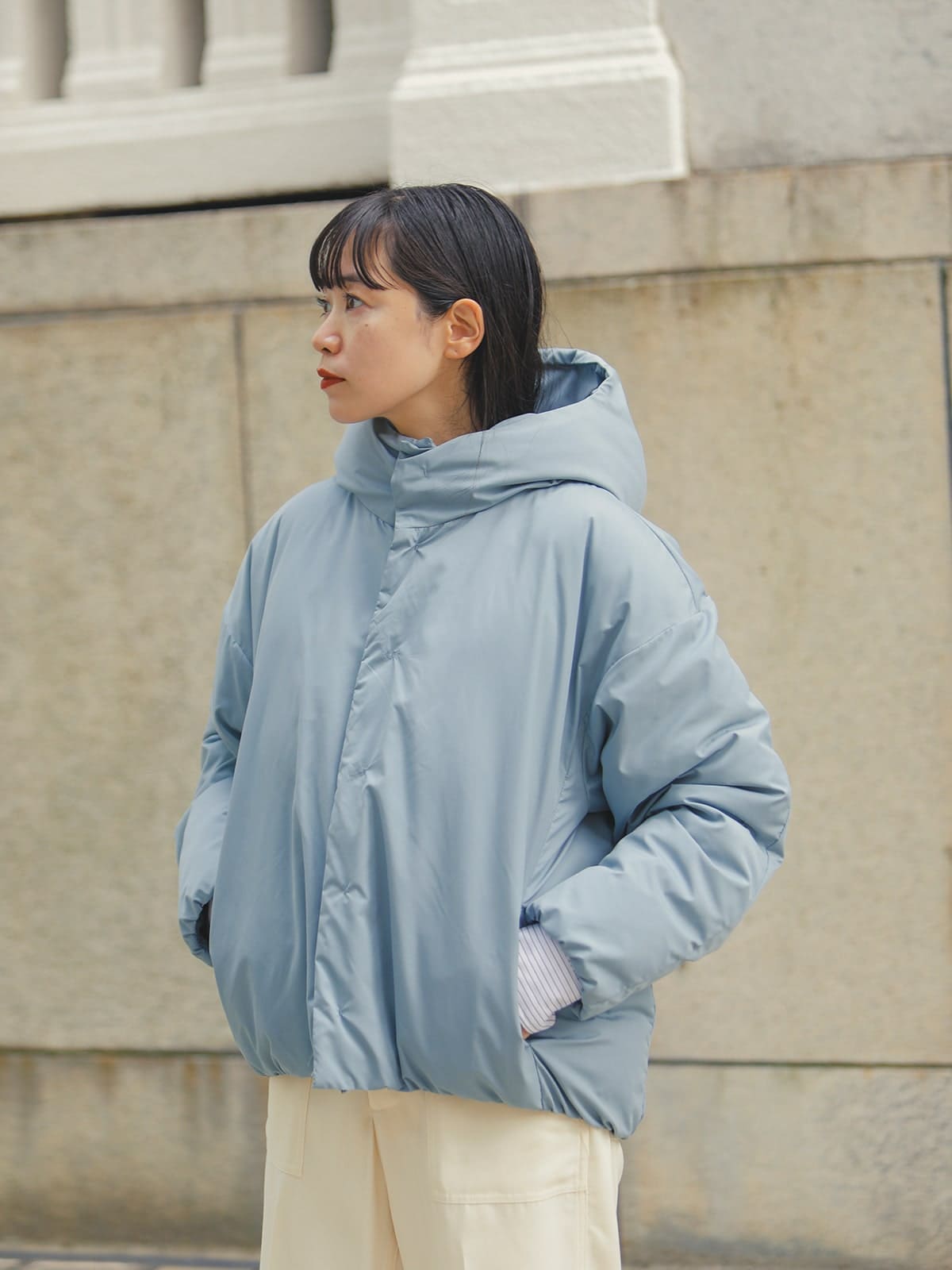 miffew ミフュー フーデッド ダウン ジャケット HIDDEN SNAP HOODED DOWN JACKET