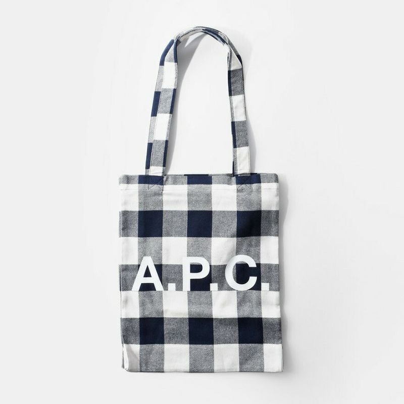 A.P.C.(アー・ペー・セー)コットン ギンガムチェック 縦長 トートバッグ “TOTE LOU” m61442-same1